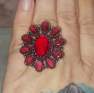 Lab Created Garnet Flower Ring